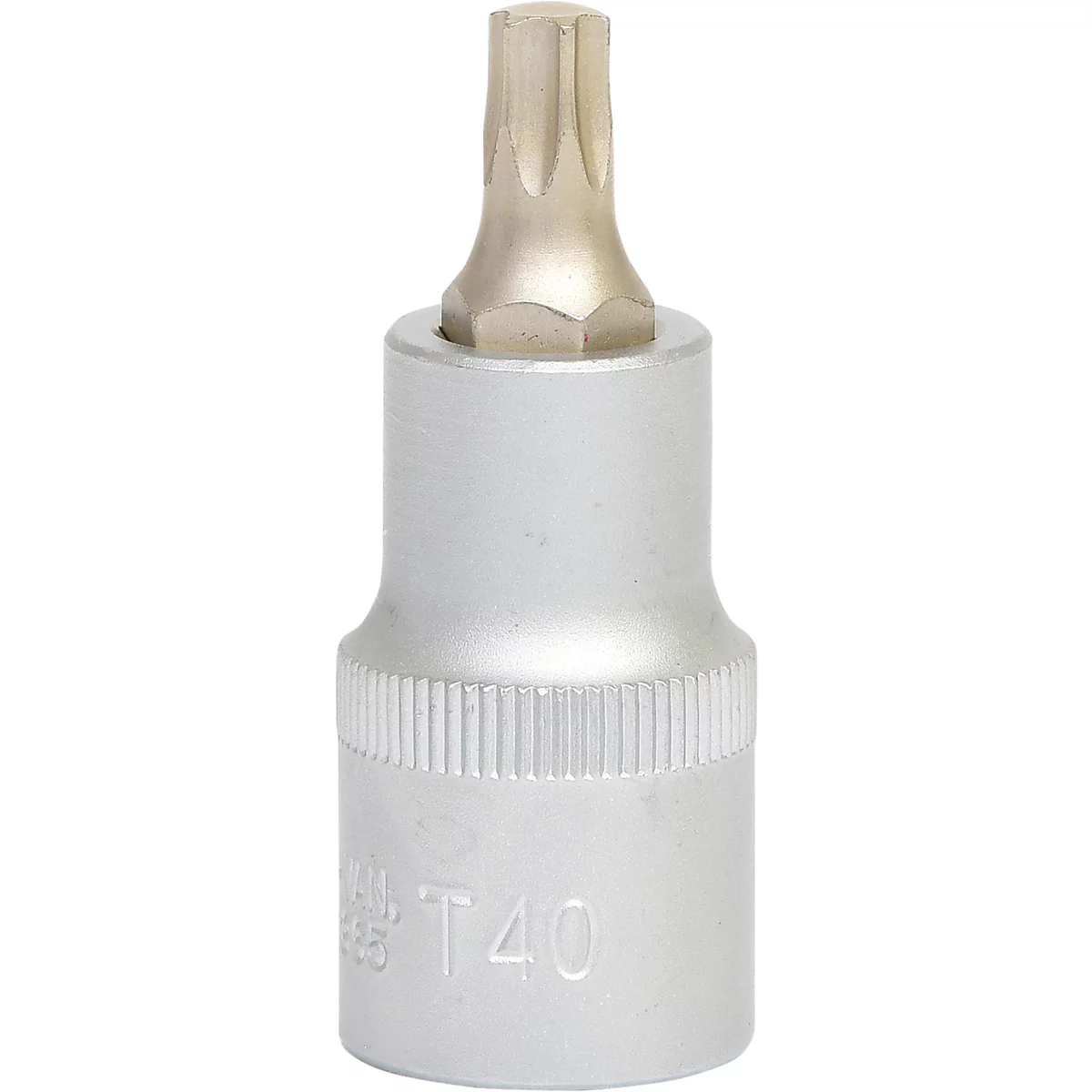 Eine silberfarbene Torx-Nuss mit der Aufschrift 'T40'.